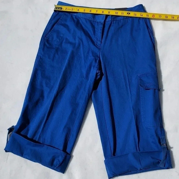 NWT IZOD Womens Stretch Adjustable Length Cargo Pants Size 2 in Blue - Picture 3 of 9